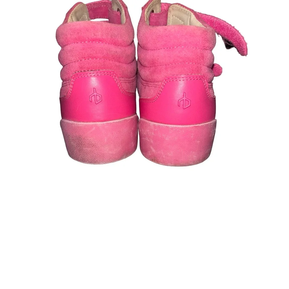 Rag & Bone Pink Suede High Top Sneakers Leather Trim Ankle Strap Shoes